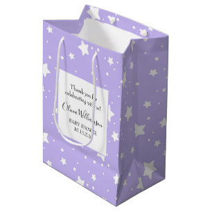Soft Lavender Starry Pattern Medium Gift Bag