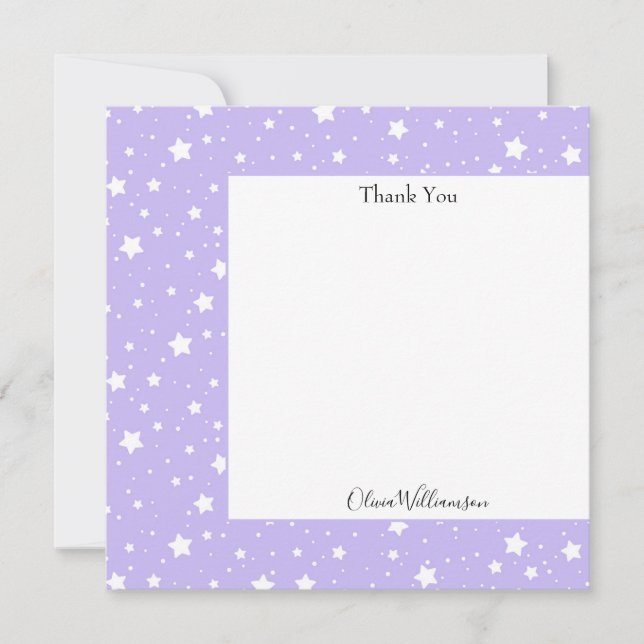 Soft Lavender Starry Pattern Thank You Card (Front)