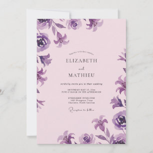 Soft Lavender Violet Blossom Wedding Invitation