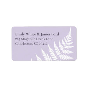 Soft Lavender White Fern Couple Address Label