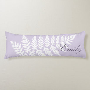 Soft Lavender White Fern Elegant Minimalist Body Pillow