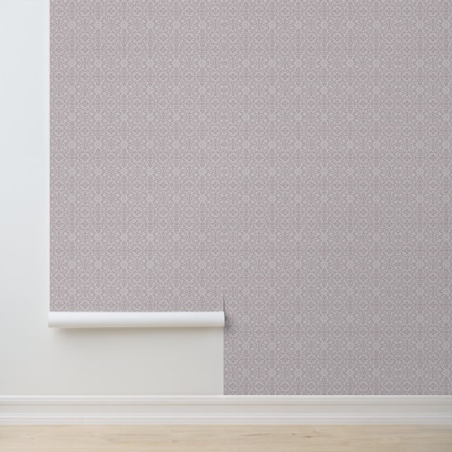 Soft Lavender with White Damask Wallpaper (Application)