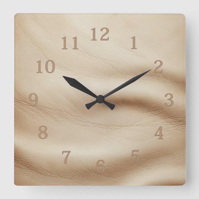 soft leather square wall clock (Front)