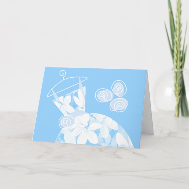 Soft Leaves Blue 'Bridesmaid' card horizontal (Front)