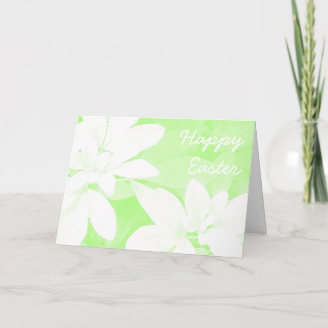 Soft Leaves Green 'Happy Easter' card front text (Front)
