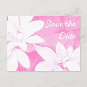 Soft Leaves Pink 'Save the Date' postcard