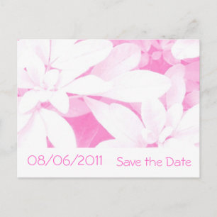Soft Leaves Pink stripe  Save the Date postcard