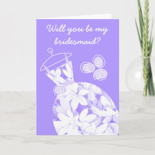 Soft Leaves Purple 'Bridesmaid' card front text