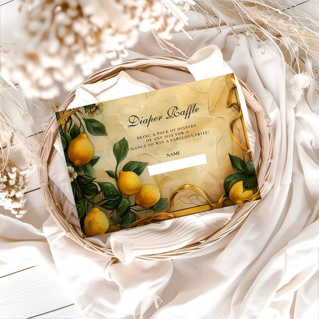 Soft Lemon Garden Baby Shower Diapper Raffle Enclosure Card (Creator Uploaded)