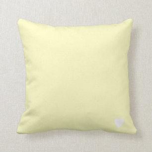 Soft Lemon Yellow Pastel Solid Colour With Heart Throw Pillow