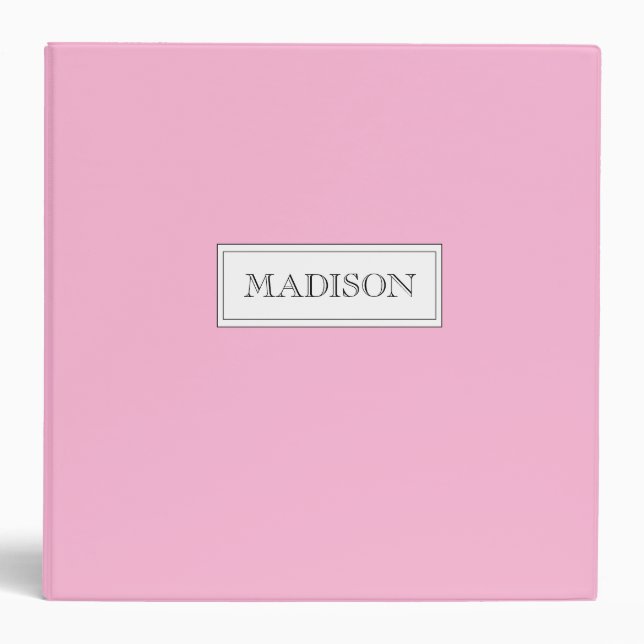 soft light baby pink personalized binder (Front)