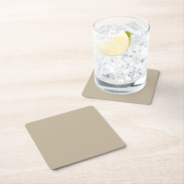 Soft Light Beige Background – Wedding Design Square Paper Coaster (Insitu)
