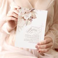 Soft Light Flowers and Pampas Grass Boho Baptism