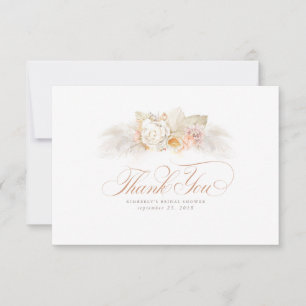 Soft Light Flowers and Pampas Grass Thank You Card