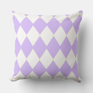 Soft Light Purple and White Argyle Retro Throw Pillow