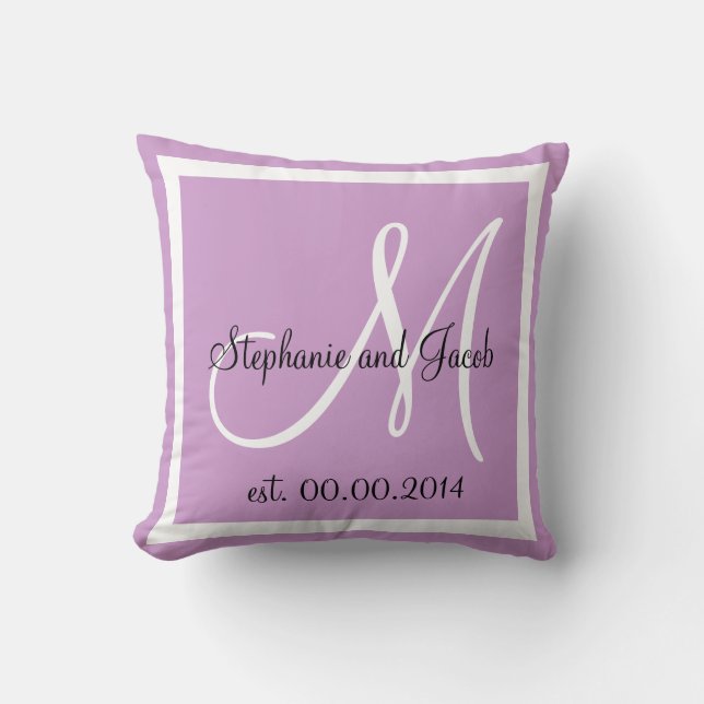 Soft Light Purple Lavender Wedding keepsake pillow (Front)