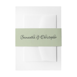 Soft Light Sage Green Personalized Calligraphy Invitation Belly Band