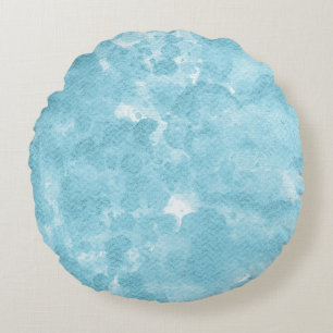 Soft Light Sky Blue Watercolor Wash Round Pillow