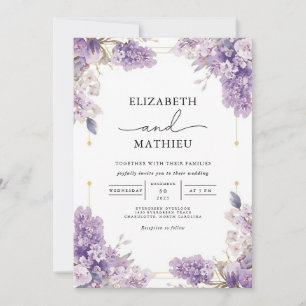 Soft Lilac Botanical Garden Floral Wedding Invitation