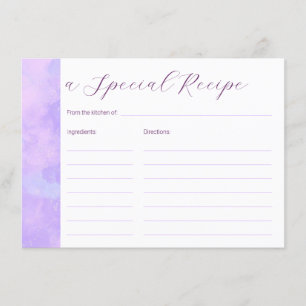 Soft lilac clouds Bridal Shower Recipe Enclosure Card