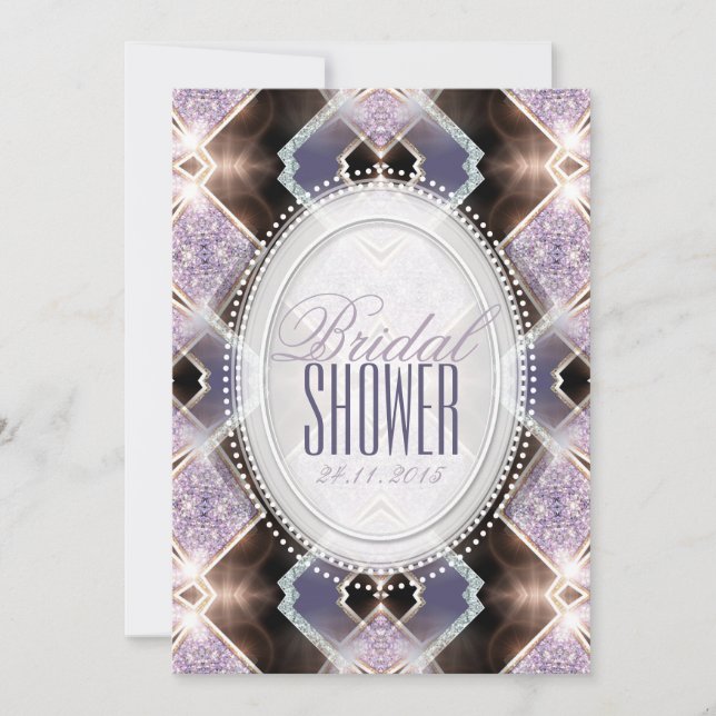 Soft Lilac Glitter Princess Bridal Shower Invitation (Front)