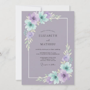 Soft Lilac Mint Petal Wedding Invitation