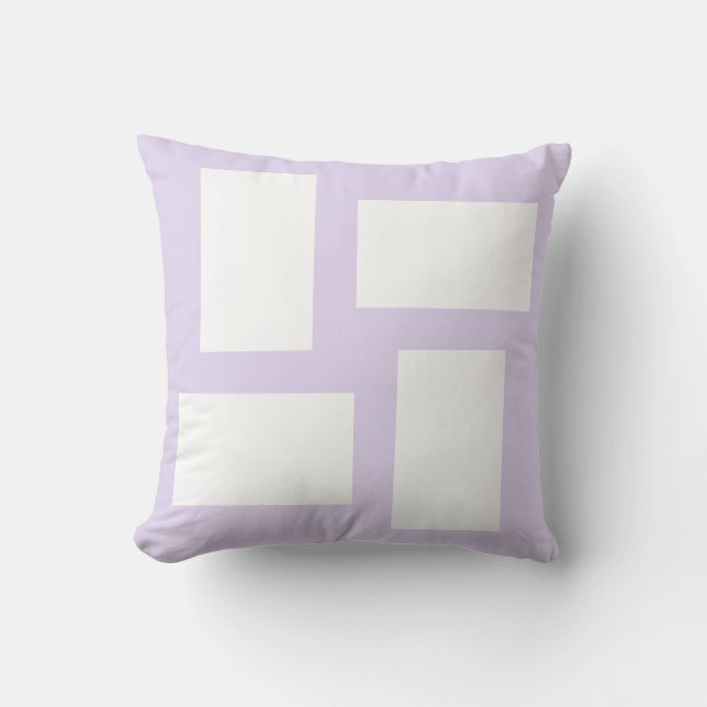 Soft Lilac Purple & White Abstract Design Throw Pillow (Front)