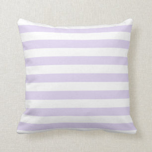 Soft Lilac Purple & White Lines Pattern Throw Pillow