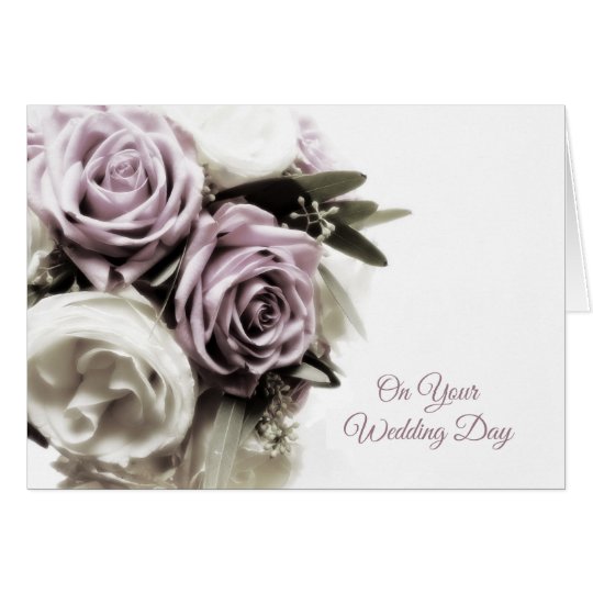 Soft Lilac Rose Bouquet, Wedding Congratulations Card