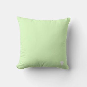Soft Lime Green Pastel Solid Colour With Heart Throw Pillow