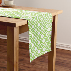 Soft Lime Green Retro Chic Ikat Drops Pattern Medium Table Runner