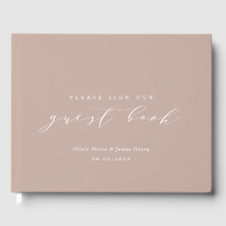 Soft Linen Blush Pink Modern Customizable Wedding Guest Book