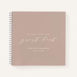 Soft Linen Blush Pink Modern Wedding Guest Book