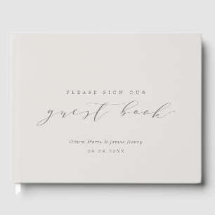 Soft Linen Modern Customizable Wedding Guest Book