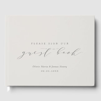 Soft Linen Modern Customizable Wedding Guest Book