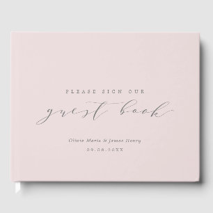 Soft Linen Pale Pink Modern Customizable Wedding Guest Book