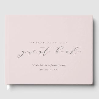 Soft Linen Pale Pink Modern Customizable Wedding Guest Book