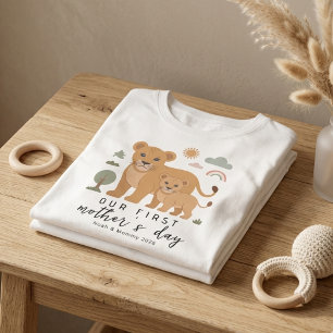 Soft Lion Mom Baby First Mothers Day Art Style T-Shirt