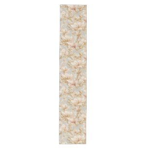 Soft Magnolia Butterfly Botanical Pattern Medium Table Runner
