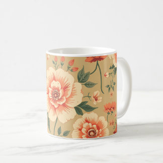 soft majestic dusty pink floral vintage pattern  coffee mug