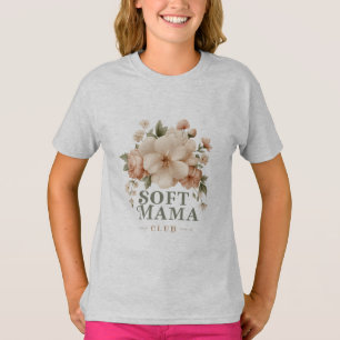 Soft Mama Club Vintage Floral Design T-Shirt