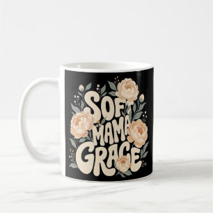 Soft Mama Grace Deep Plum Floral Retro Typography Coffee Mug