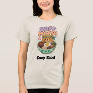 Soft Mama Kawaii Foodie Bear Design  Tri-Blend Shirt