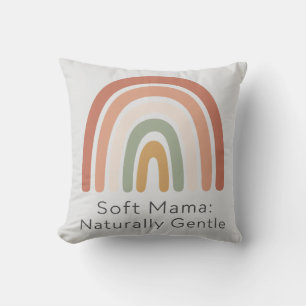 Soft Mama Naturally Gentle Boho Rainbow Aesthetic Throw Pillow