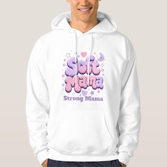 Soft Mama Retro Bubble Typography Hoodie (Front)