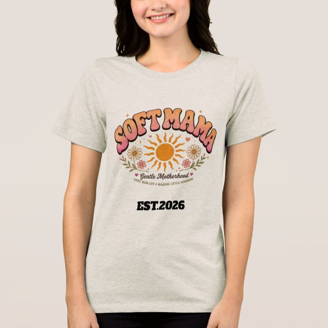 Soft Mama Retro Sunset Typography Design Tri-Blend Shirt (Front)