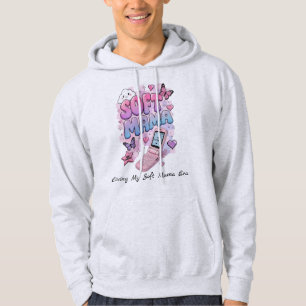 Soft Mama Y2K Cute Retro Design   Kawaii Mom Aesth Hoodie