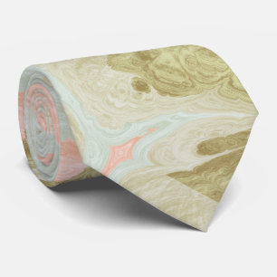 Soft Marble Swirl Pattern Mint, Coral and Olive Tie