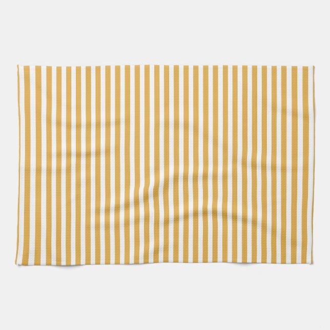 Soft Marigold Yellow Cabana Stripe Kitchen Towel (Horizontal)