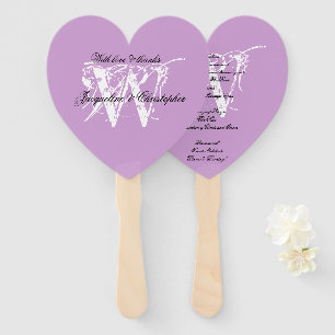 Soft Mauve Lilac Chic Monogram Wedding Program  Hand Fan